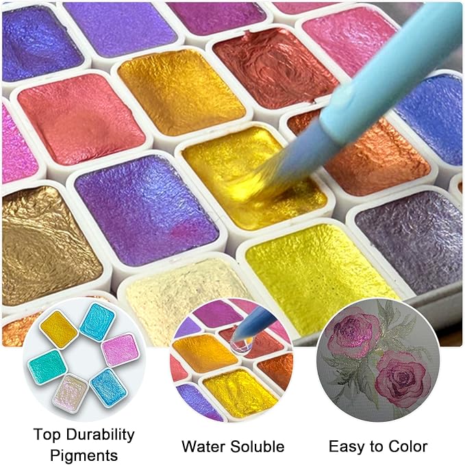 Mini Shifting Watercolor Paint Set, 30 Color Glitter Watercolor Painting Kit - Image 4