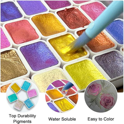 Mini Shifting Watercolor Paint Set, 30 Color Glitter Watercolor Painting Kit - Image 4