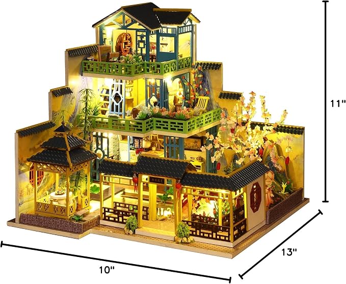 Spilay Dollhouse DIY Miniature Wooden Furniture Kit, Mini Handmade Big Castle - Image 8