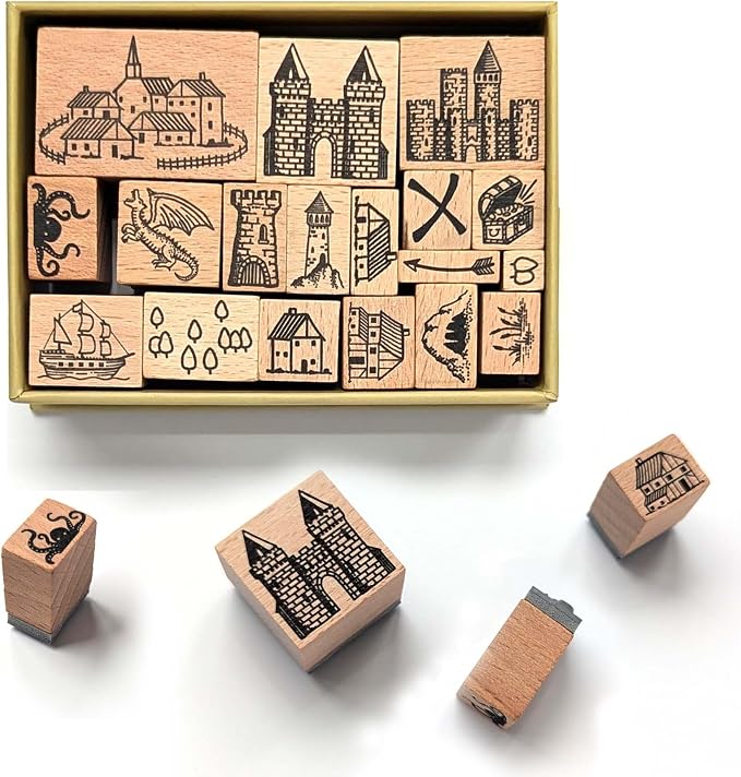 Lord Of Maps Fantasy Map-Making Stamp Kit – 16-Piece Rubber Stamp Set by Unknown