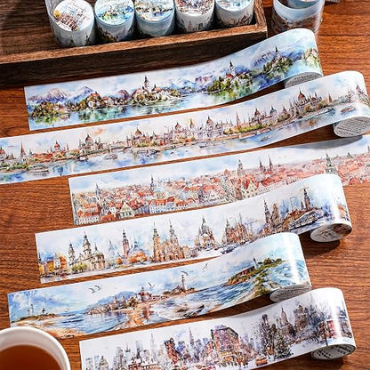 6 Rolls Landscape PET Tape Set, Self-Adhesive Transparent Tape Stickers - Image 2