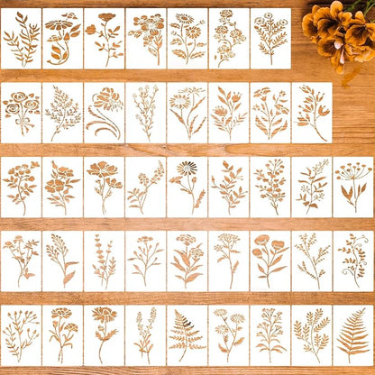 Flower Stencils for Painting Reusable 42PCS Wall Stencil for Crafts Leaf by Unknown