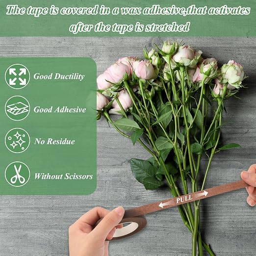 Phinus 9 Rolls Floral Tape, 1/2 Inch x 30 Yard Flower Tape, Bouquet Stem - Image 3