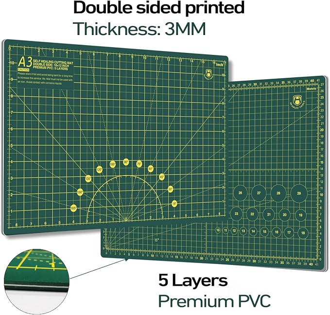 Headley Tools 18"x12" Thickened Self Healing Cutting Mat, A3 Rotary Cutting - Image 3