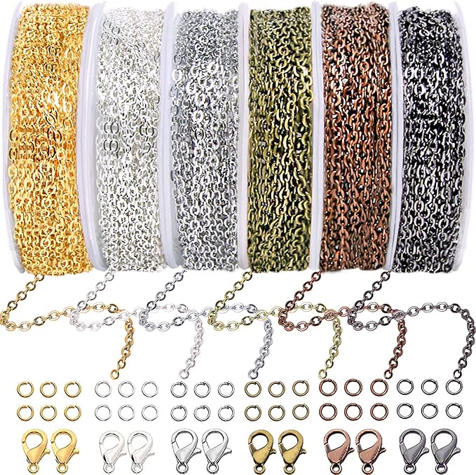 Jishi Chains Jewelry Making Supplies, 60ft Cable Link Chains by Jishi