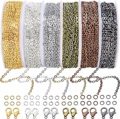 Jishi Chains Jewelry Making Supplies, 60ft Cable Link Chains by Jishi