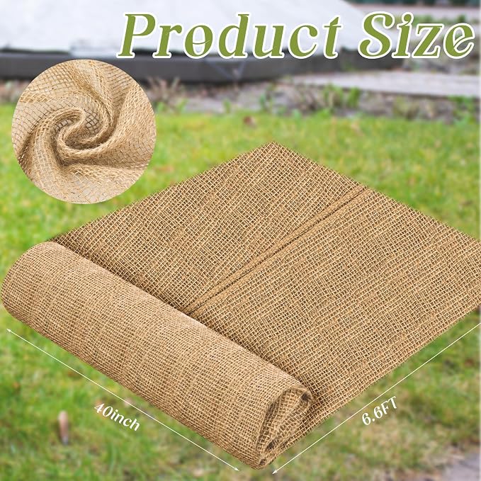 Buryeah 40 Inch x 6.6 ft Burlap Fabrics Roll Natural Jute Burlap Garden Tree - Image 2