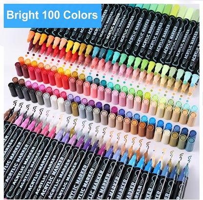100 Colors Waterproof Dual Tip Acrylic Paint Pens, Dot & Fine Tip Premium - Image 5
