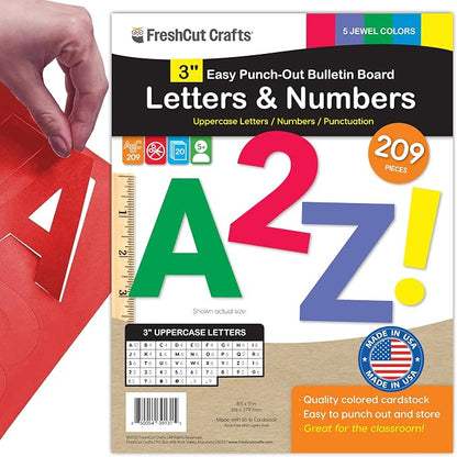 209 Pcs 3" Jewel Bulletin Board Precut Letters & Numbers, Capital Letters by FreshCutCrafts