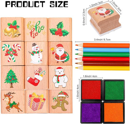 Christmas Stamps Set, Wooden Rubber Stamp - Image 5
