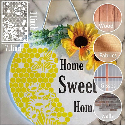 8 Pieces Stencils for Crafts Reusable Texture Spider Stencils Net Wood Grain - Image 5