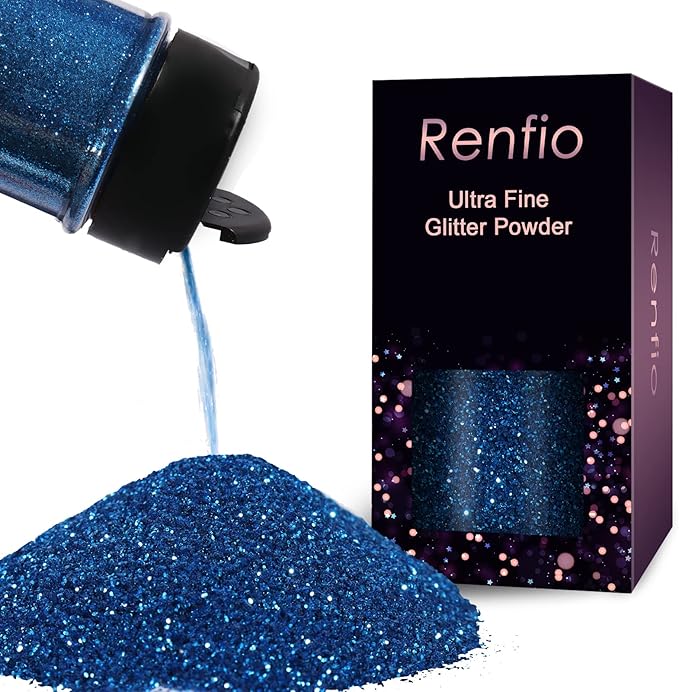 Renfio Ultra Fine Glitter Powder Metallic Resin Glitter 2.11 Oz PET Flakes by Renfio