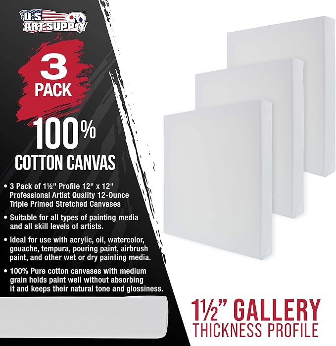 U.S. Art Supply Square Stretched Canvas - Image 2