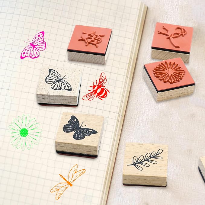 9 PCS Vintage Wooden Rubber Stamps, Wood Stamps - Image 3