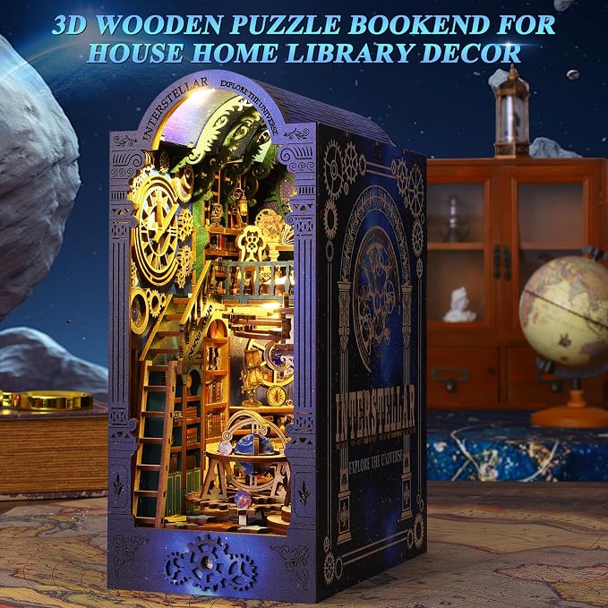 DIY Book Nook Kit Dollhouse Magic Booknook Bookshelf Insert Decor 3D Wooden - Image 2