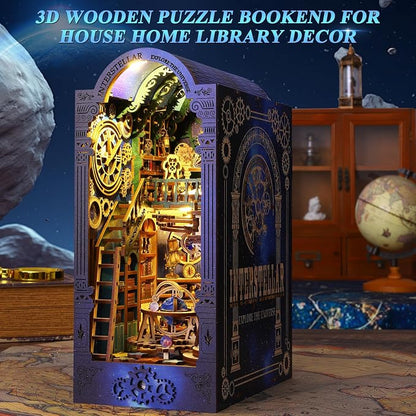 DIY Book Nook Kit Dollhouse Magic Booknook Bookshelf Insert Decor 3D Wooden - Image 2