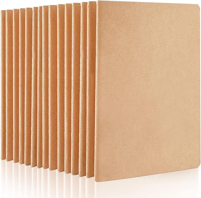 feela 15 Pack Blank Kraft Notebooks, Unlined Sketchbook Note Pad Travel Journal by feela