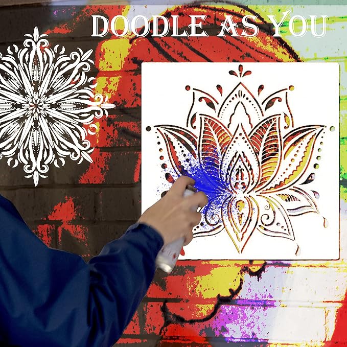 9 Pack Large Reusable Stencil Mandala Stencil Laser Cut Painting Template - Image 6