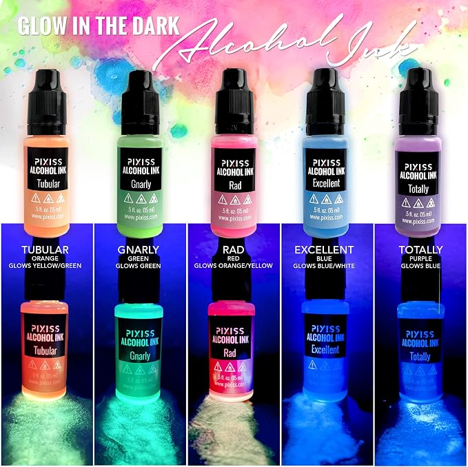 Pixiss Glow in The Dark Alcohol Ink Set - Image 3