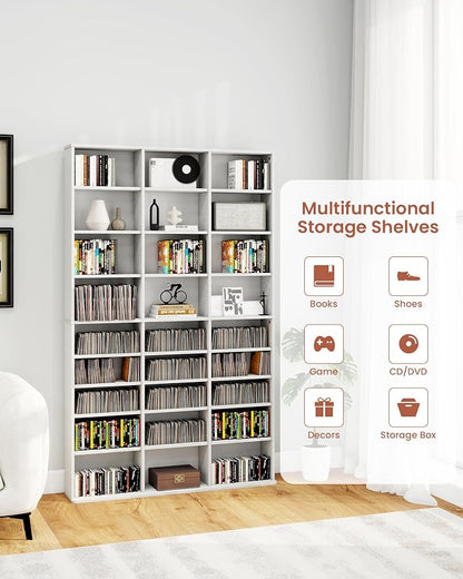 DVD Storage Shelf with Adjustable Shelves, 8-Tier Modern Media Tower - Image 5