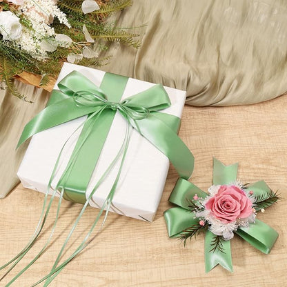 LaRibbons Sage Green Satin Ribbon 1/8 Inch 100 Yards Thin Luxury Double Faced - Image 5