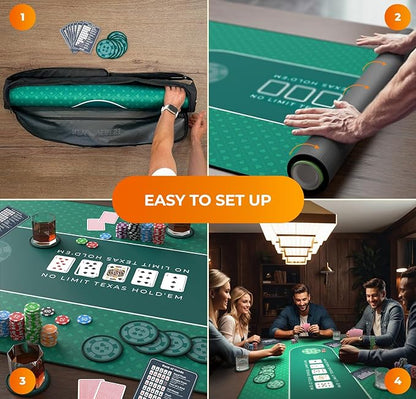 Newverest Poker Table Top 70" x 35", Texas Hold'em Poker Mat - Image 6