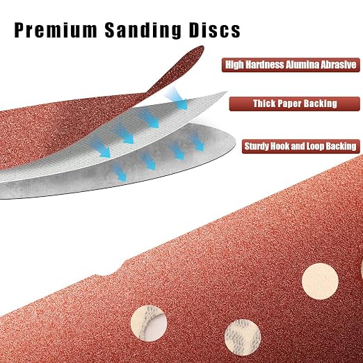 180 Grit 5 Inch Sanding Discs Hook and Loop Sandpaper - Image 3