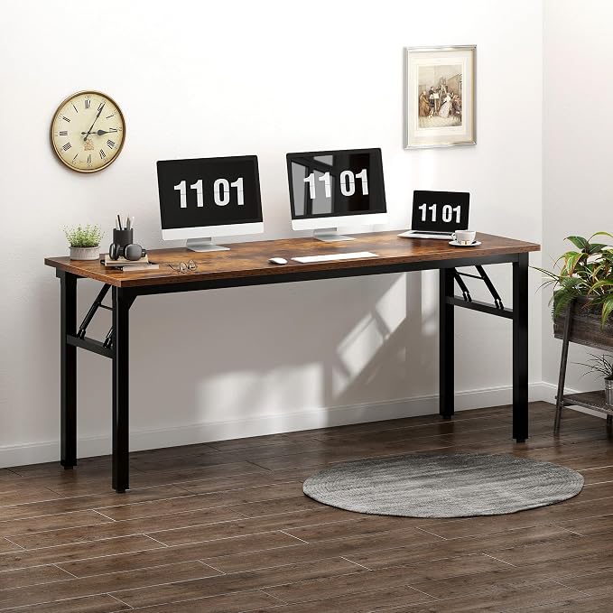 Need Large Computer Desk, 62 inches Long Office Desk, No Install Needed Folding - Image 6