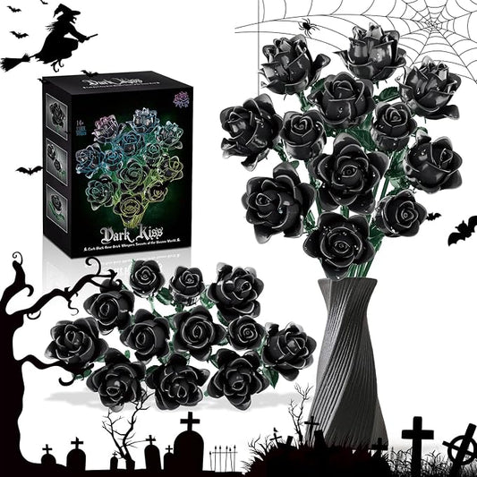 Black Roses Flower Building Set-12Pack, Compatible by GOHEROTOYS