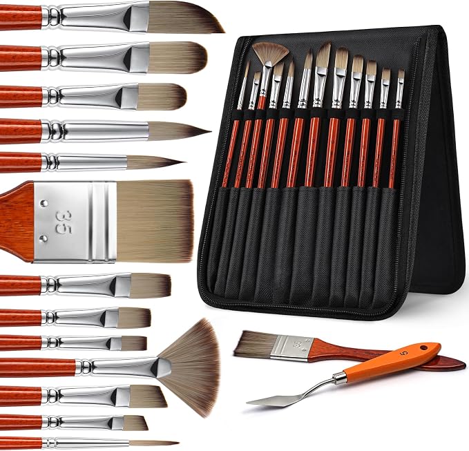 14pcs Acrylic Paint Brushes, Professional Synthetic Bristles Paint Brush Set - Image 7
