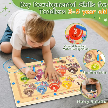 2 in 1 Double Side Magnetic Color and Number Maze, Alphabet Board Aged 1-3 - Image 3