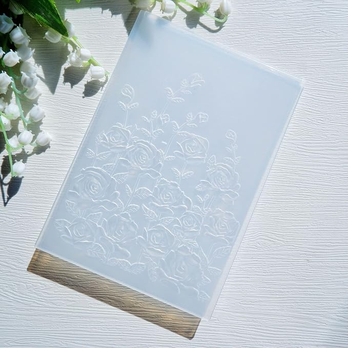 NZJ 3D Texured Spring Flower Rose Bloom Plastic Embossing Folders - Image 4