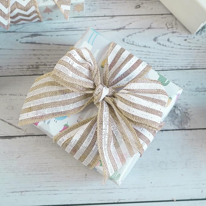 MEEDEE Burlap Wired Ribbon - Image 5