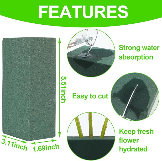 CCINEE 8 Pcs Floral Foam Bricks, Mini Florist Flower Foam Green Blocks Supplies - Image 3