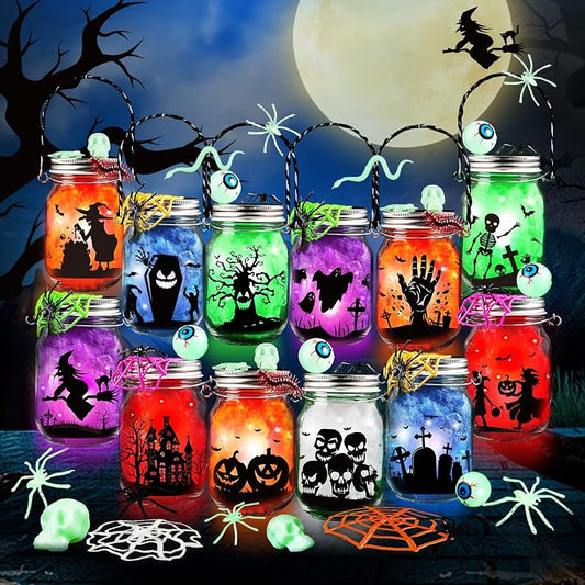 SpringFlower Halloween DIY Arts and Crafts Kits，12 Pcs Glass Mason Jar by SpringFlower