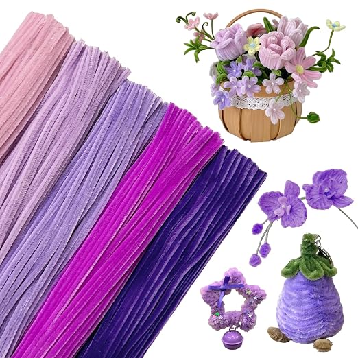 Pipe Cleaners Craft 500PCS 5 Colors Purple Pipe Cleaners Bulk 30CM Limpia Pipas by Unknown
