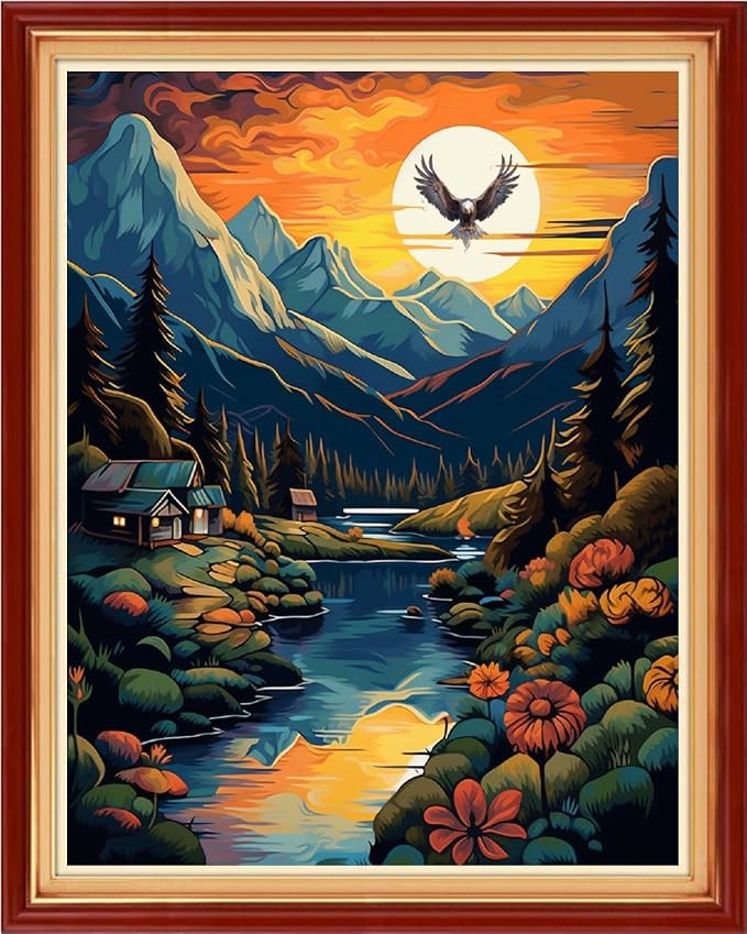 Foxdiviy Sunset Scenery 16x20 inch 11CT Embroidery Patterns Art Crafts DIY by FoxdiviyCrossStitchKits
