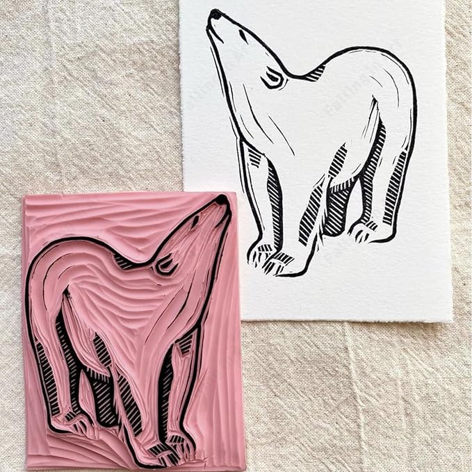 Falling in Art 4 x 6" Pink Rubber Carving Blocks, 6 Pack Soft Linoleum Blocks - Image 7