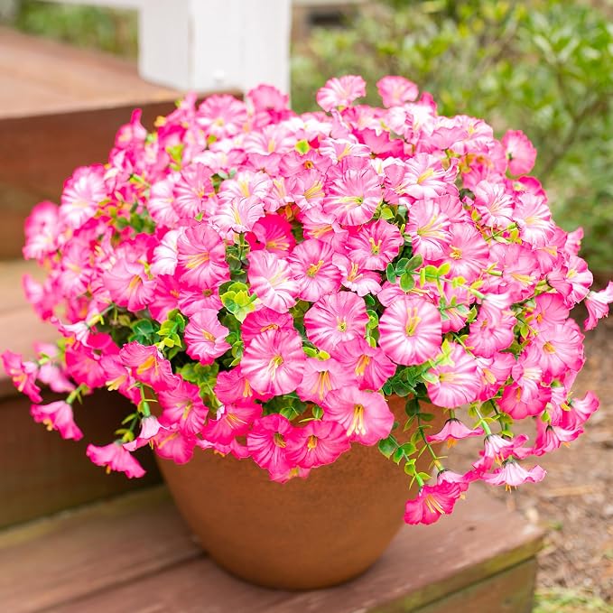 Artificial Flowers Fake Plants for Outdoors Decoration, 12 Bundles Pink Silk - Image 2