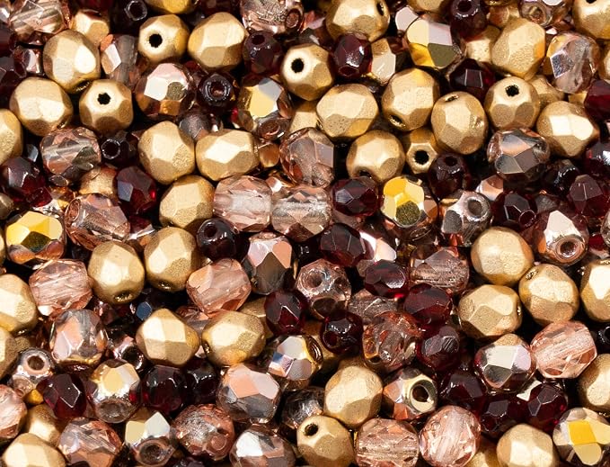 0.88oz Mix of Faceted Fire Polished Pressed Czech Glass Beads, Sparkling Shiny - Image 4