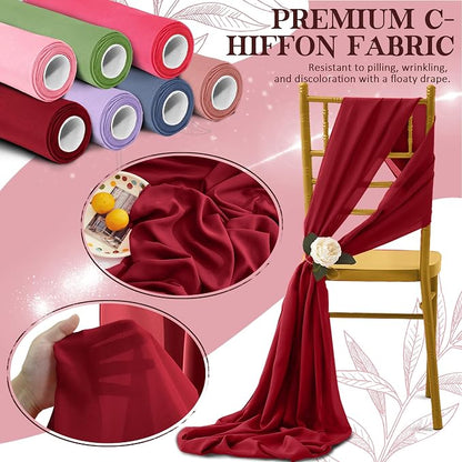 Horbaunal Burgundy Chiffon Fabric by The Yard, 10 Yard Continuous Sheer Fabric - Image 5