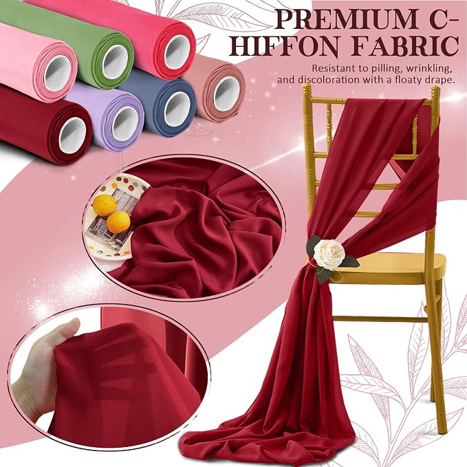 Horbaunal Burgundy Chiffon Fabric by The Yard, 1 Yard Continuous Sheer Fabric - Image 5