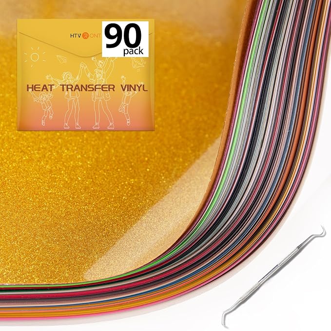 HTVRONT HTV Heat Transfer Vinyl Bundle, 90 Pack 12" x 10" Iron on Vinyl - Image 6