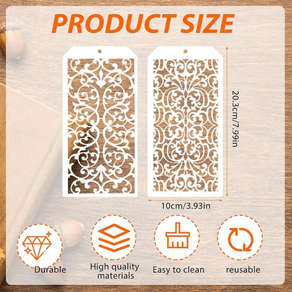 8x4 Inch Texture Stencils for Painting – 18pcs Reusable Background Templates - Image 2