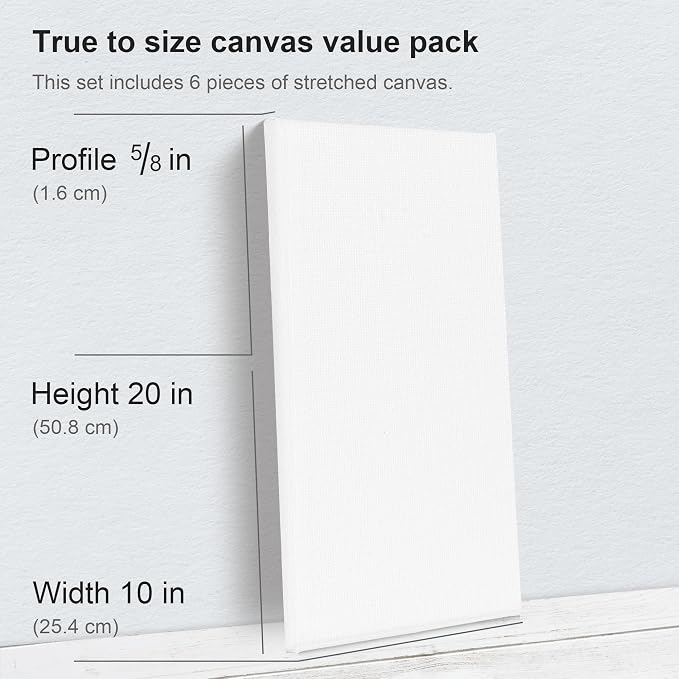 PHOENIX Long Stretched Canvas for Painting 10x20 Inch/6 Value Pack, 8 Oz Triple - Image 3