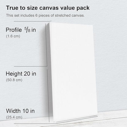 PHOENIX Long Stretched Canvas for Painting 10x20 Inch/6 Value Pack, 8 Oz Triple - Image 3