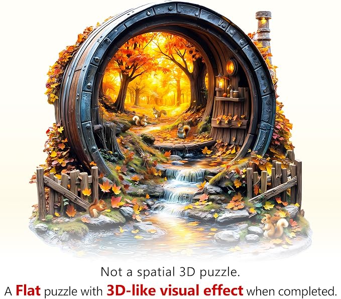 Wooden Puzzles for Adults, Barrel of Autumn Puzzles, Wood Adult Puzzle - Image 2