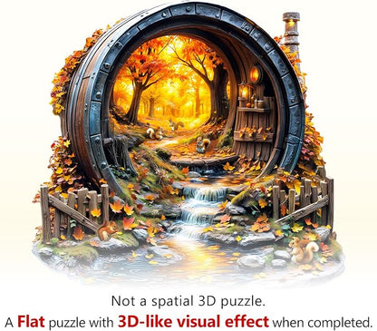 Wooden Puzzles for Adults, Barrel of Autumn Puzzles, Wood Adult Puzzle - Image 2