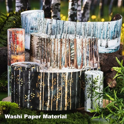 Forest Washi Tape Set, 6 Rolls Tree Landscape Stickers - Image 3