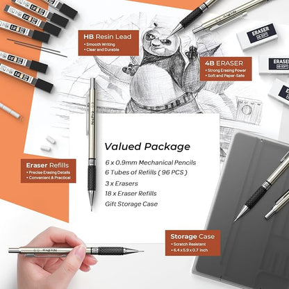 Nicpro 0.9 mm Art Mechanical Pencils Set in Gift Case, Artist Writing - Image 4